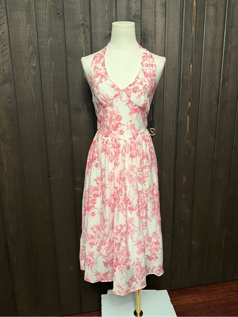 Liberty Love Floral Smocked NWT Midi Dress Red/White Cottagecore Lined Sz M NEW